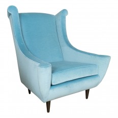 Pair of high back curvilinear armchairs